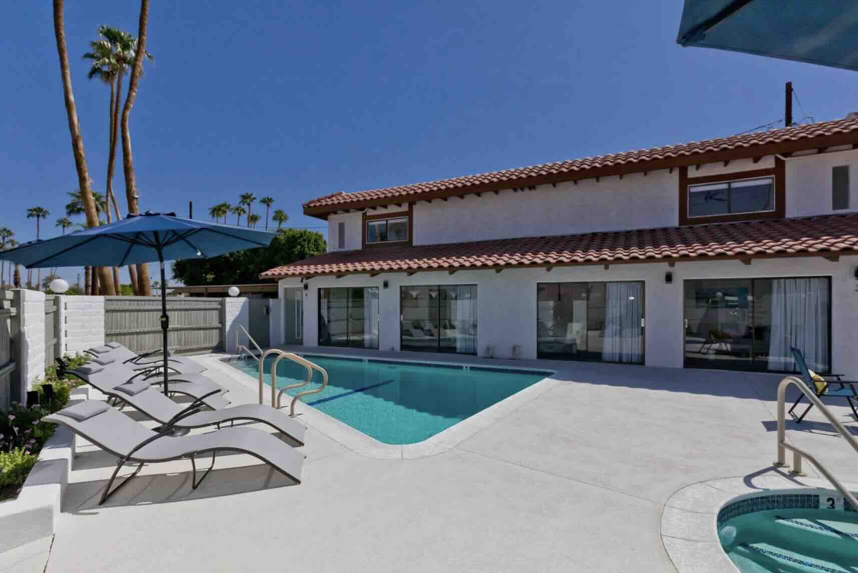 The Sapphire poolside view at sunset