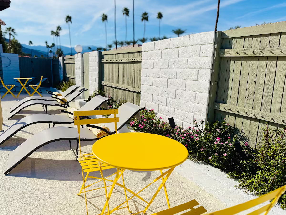 Palm trees and pool loungers at The Sapphire
